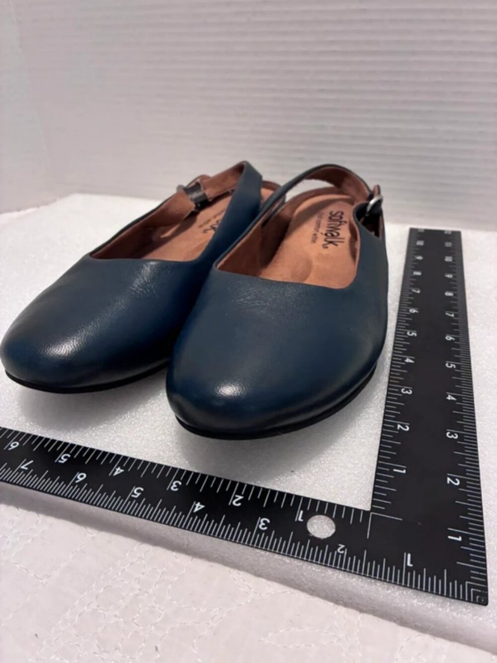 SoftWalk Leather Slingback Flats Navy Blue Women's Size 10 (approx. 10.5" outsol
